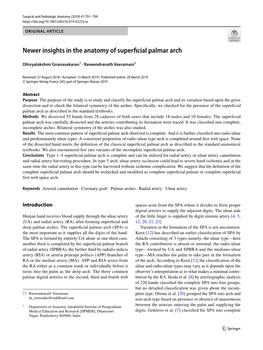 Newer Insights in the Anatomy of Superficial Palmar Arch