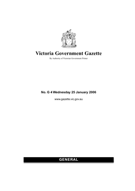 Victoria Government Gazette by Authority of Victorian Government Printer