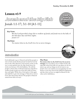Lesson #3-9 Jonah 1:1-17