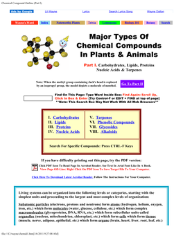 Chemical Compound Outline (Part I)