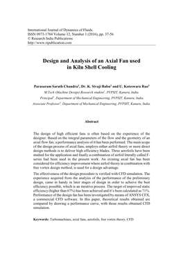 Design and Analysis of an Axial Fan Used in Kiln Shell Cooling