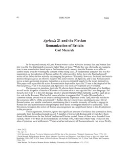 Carl Mazurek, "Agricola 21 and the Flavian Romanization of Britain"
