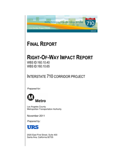 Final Report Right-Of-Way Impact Report