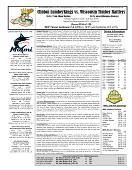 Clinton Lumberkings Vs. Wisconsin Timber Rattlers