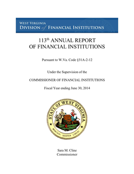 113 Annual Report of Financial Institutions