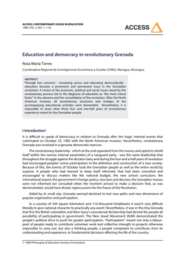 Education and Democracy in Revolutionary Grenada