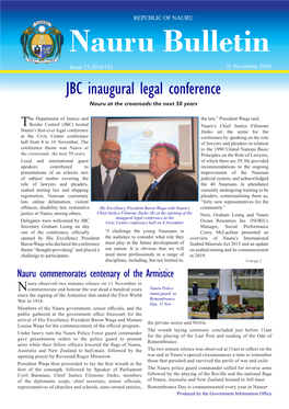 JBC Inaugural Legal Conference Nauru at the Crossroads: the Next 50 Years