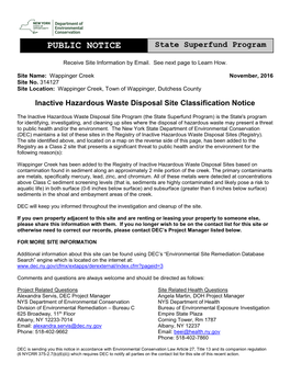 PUBLIC NOTICE State Superfund Program