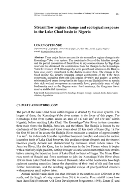 Streamflow Regime Change and Ecological Response in the Lake Chad Basin in Nigeria