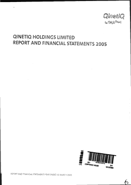 QINETIQ HOLDINGS LIMITED REPORT and FINANCIAL Stateltl\ENTS 2005