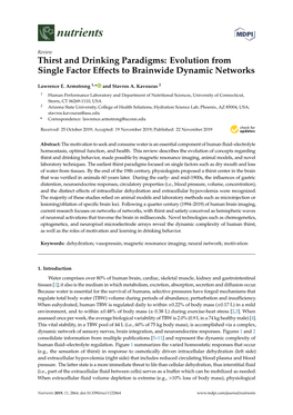 Thirst and Drinking Paradigms: Evolution from Single Factor Effects