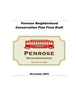 Penrose Neighborhood Conservation Plan Final Draft