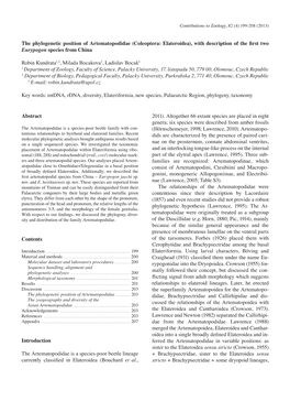 The Phylogenetic Position of Artematopodidae (Coleoptera: Elateroidea), with Description of the First Two Eurypogon Species from China