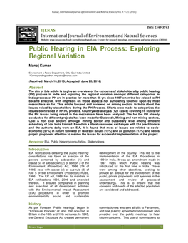 Public Hearing in EIA Process: Exploring Regional Variation