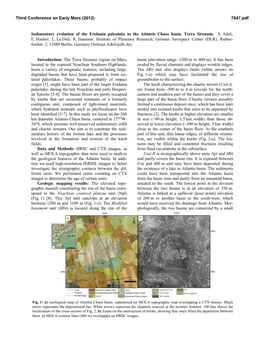 Sedimentary Evolution of the Eridania Paleolake in the Atlantis Chaos Basin, Terra Sirenum