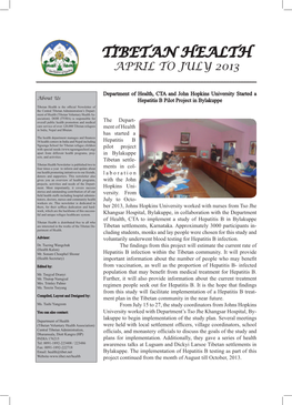 Tibetan Health April to July 2013