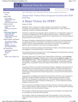 Federal Prison Programs Canceled After FFRF Files Suit