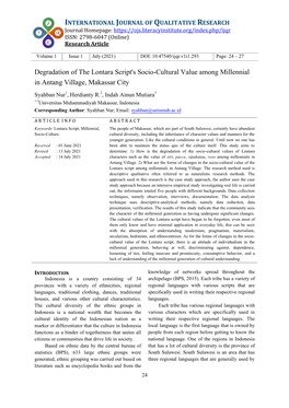 Degradation of the Lontara Script's Socio-Cultural Value Among