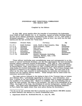 Indonesian Army Territorial Commanders 1950—March 1983*