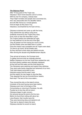 The Odyssey Poem After 10 Long Years of the Trojan War, Odysseus' Return Home Became a Bit of a Chore, with His Men for Compan