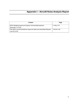 Appendix I – Aircraft Noise Analysis Report