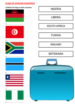 FLAGS of AFRICAN COUNTRIES 1) Match the Flags to Their Countries NIGERIA