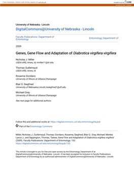 Genes, Gene Flow and Adaptation of Diabrotica Virgifera Virgifera