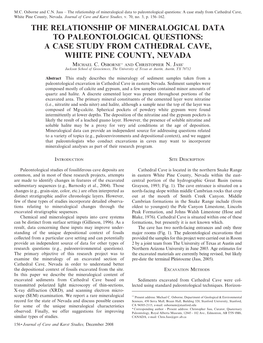 The Relationship of Mineralogical Data to Paleontological Questions: a Case Study from Cathedral Cave, White Pine County, Nevada