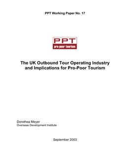 The UK Outbound Tour Operating Industry and Implications for Pro-Poor Tourism