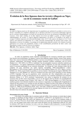 Évolution De La Flore Ligneuse Dans Les Terroirs Villageois Au Niger, Cas De La Commune Rurale De Gaffati