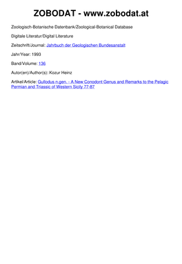 A New Conodont Genus and Remarks to the Pelagic Permian and Triassic of Western Sicily 77-87 ©Geol