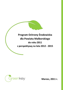 Program Ochrony Środowiska Dla Powiatu Malborskiego Do Roku 2011, Z Perspektywą Na Lata 2012 - 2015