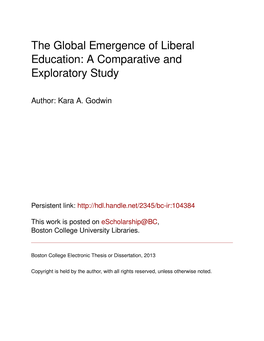 The Global Emergence of Liberal Education: a Comparative and Exploratory Study