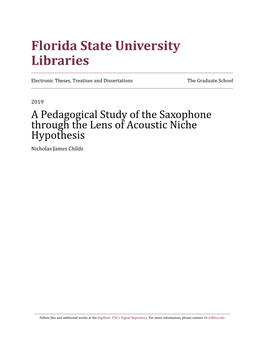 A Pedagogical Study of the Saxophone Through the Lens of Acoustic Niche Hypothesisnicholas James Childs