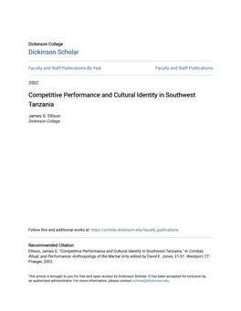 Competitive Performance and Cultural Identity in Southwest Tanzania