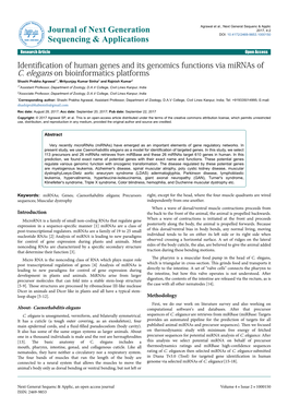 Identification of Human Genes and Its Genomics Functions Via Mirnas of C