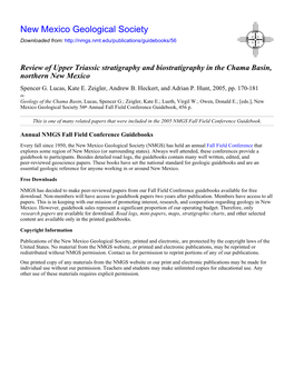 Review of Upper Triassic Stratigraphy and Biostratigraphy in the Chama Basin, Northern New Mexico Spencer G