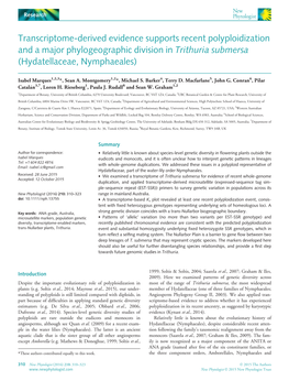 Derived Evidence Supports Recent Polyploidization and a Major Phylogeographic Division in Trithuria Submersa (Hydatellaceae, Nymphaeales)