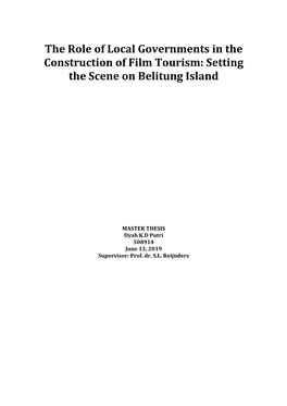 The Role of Local Governments in the Construction of Film Tourism: Setting the Scene on Belitung Island