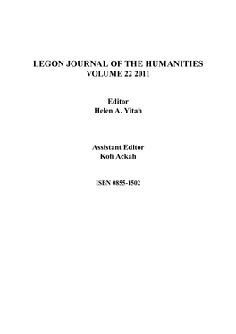 Legon Journal of the Humanities Volume 22 2011