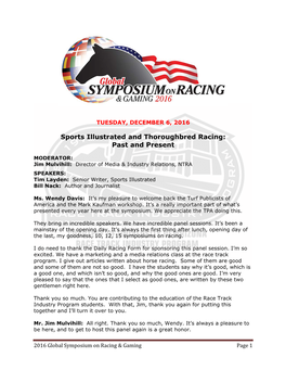 Sports Illustrated and Thoroughbred Racing: Past and Present