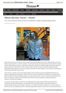 Album Review: Hozier – Hozier | Nouse