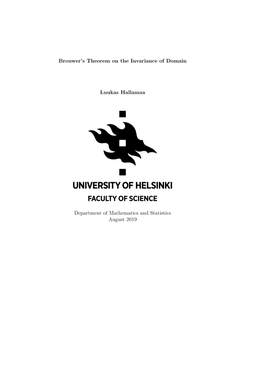 Brouwer's Theorem on the Invariance of Domain Luukas Hallamaa