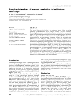 Ranging Behaviour of Huemul in Relation to Habitat and Landscape R