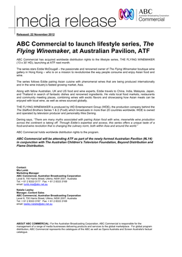 ABC Commercial to Launch Lifestyle Series, the Flying Winemaker, at Australian Pavilion, ATF