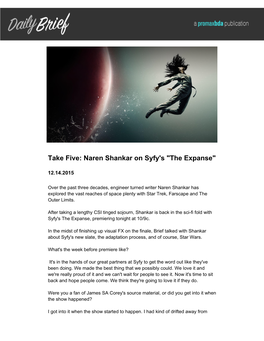 Take Five: Naren Shankar on Syfy's "The Expanse"