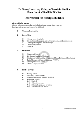 Information for Foreigners