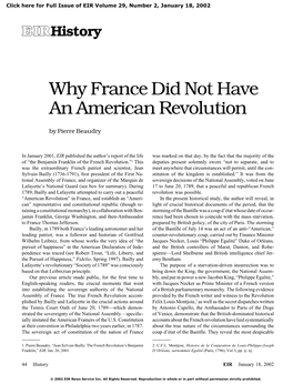 Why France Did Not Have an American Revolution