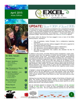 April 2015 UPDATE: Term 4 2014 & Term 1 2015 1