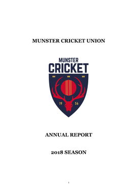 Munster Cricket Union Annual Report 2018 Season